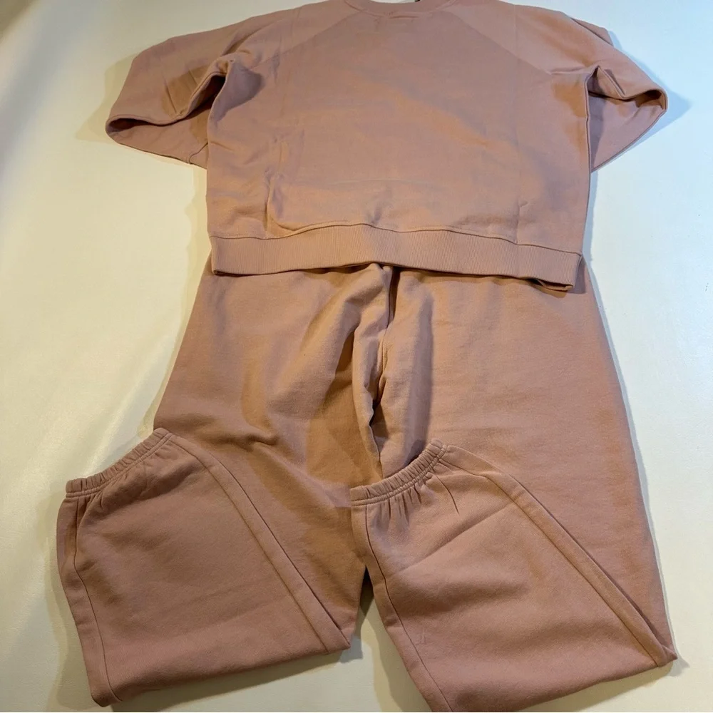 NWT Pact 100% Organic Cotton Pale Mauve French Terry 2-Piece Lounge Sweatsuit - Picture 3 of 9